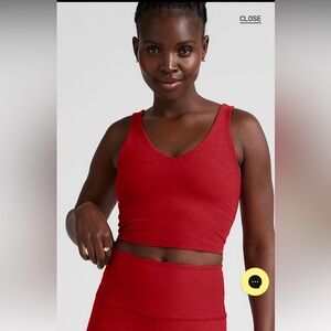 BEYOND YOGA Spacedye Good Day Cropped Tank in Ruby Red Heather